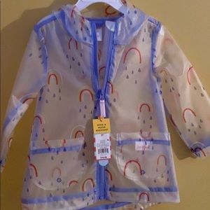 Girls 2T raincoat clear with color details.